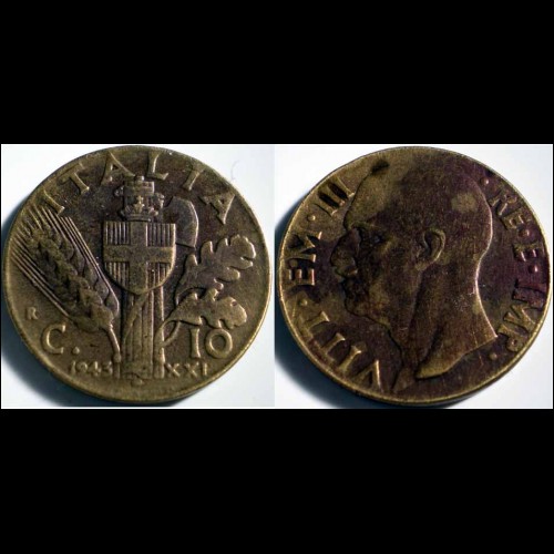 10 centesimi 1943 Vittorio Emanuele III (BB)