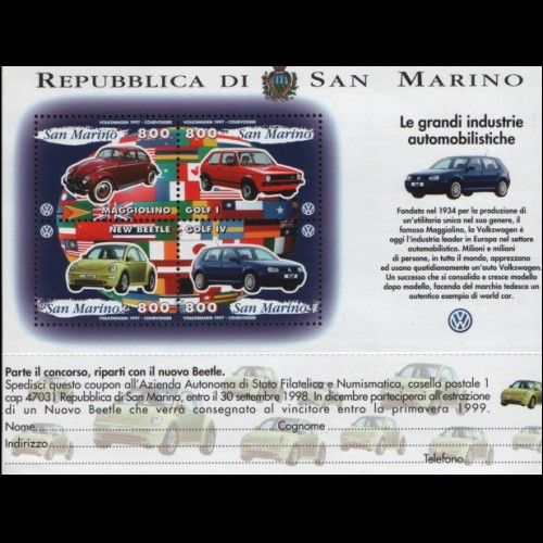1997 - SAN MARINO - FOGLIETTO AUTO VOLKSWAGEN