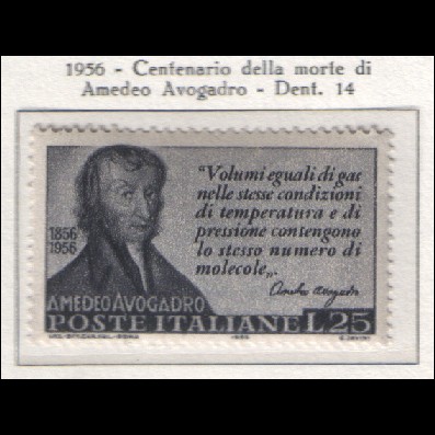1956 Italia - Centenario della morte di Amedeo Avogadro **