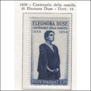 1958 Italia - Centenario della nascita di Eleonora Duse