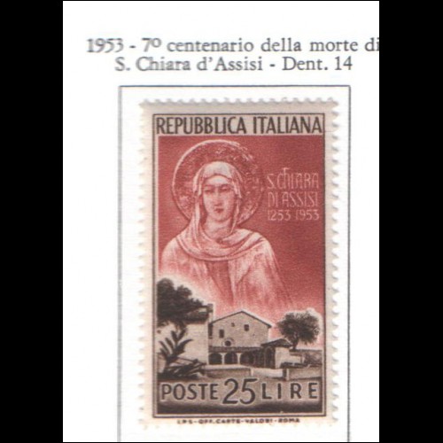 1953 ITALIA Santa Chiara NUOVO **