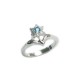 Anello Argento Fiore con Diamante Zircone Color Blu Topazio