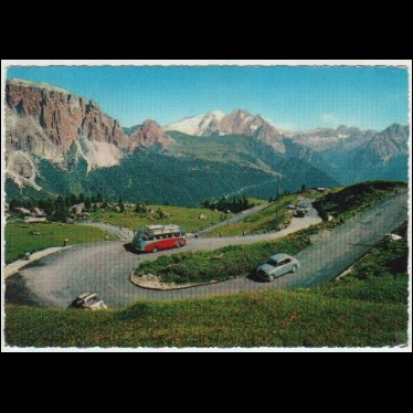 Cartolina - DOLOMITI - Strada al Passo Sella - 1968
