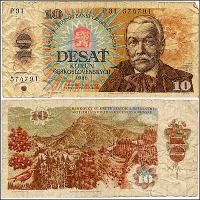 Jeps - Banconota BB 10 corone CECOSLOVACCHIA 1986