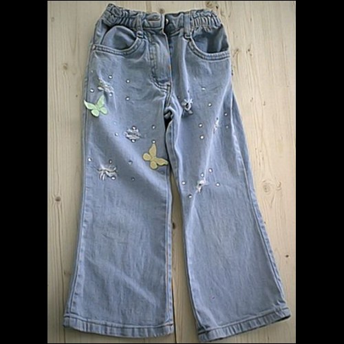 PANTALONI bambina in jeans con inserti e perline tg.26