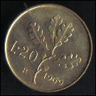 ITALIA REPUBBLICA 1969 - 20 LIRE bronzo - FDC