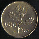 ITALIA REPUBBLICA 1970 - 20 LIRE bronzo - FDC