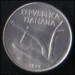 ITALIA REPUBBLICA 1977 - 10 LIRE italma - FDC