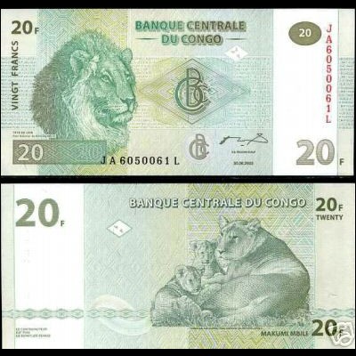 CONGO - 20 francs 2003 LEONE FDS