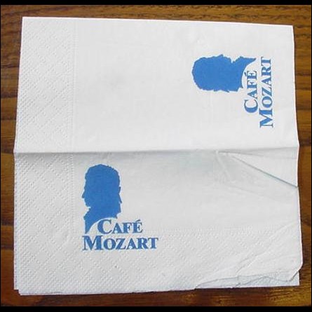 Cafe' Mozart napkin Budapest Europe Hungary 1995 tovagliolo