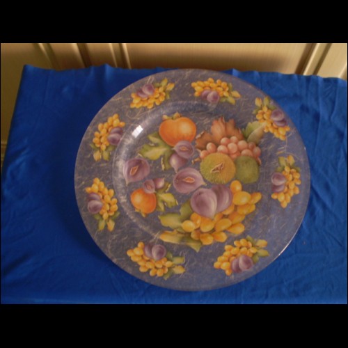 piatto in vetro decorato con decoupage