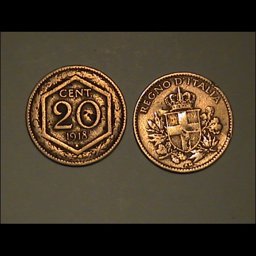 20 cent. esagono 1918 Vittorio Emanuele III