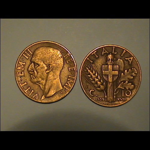 10 cent.    1939  XVI I   Vittorio   Emanuele  III