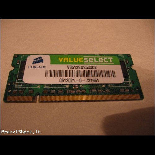  RAM per Notebook SO-DIMM CORSAIR PC4200 533mhz (2x266) CL4