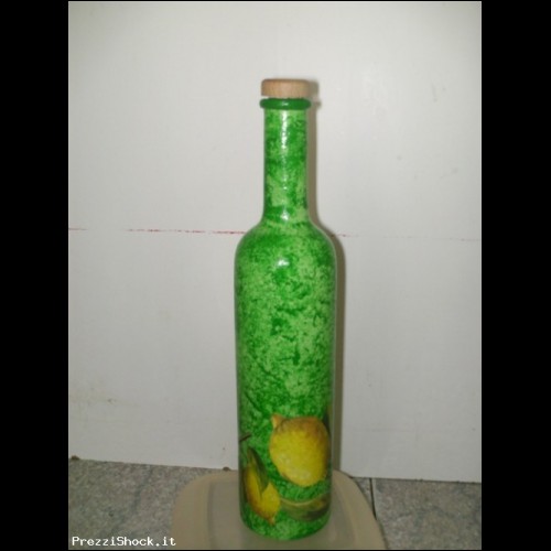   Bottiglia decorata a mano - limoncino, limoncello, country
