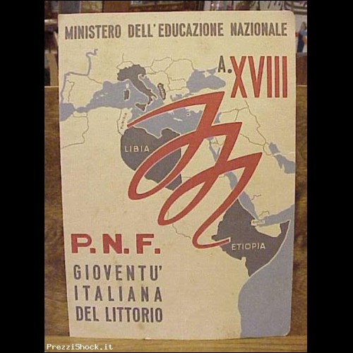 Art Deco Mussolini fascist school report 1940 pagella