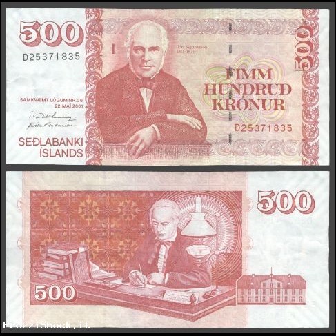 500 Krone  2001  F  iceland islanda circuled circolata